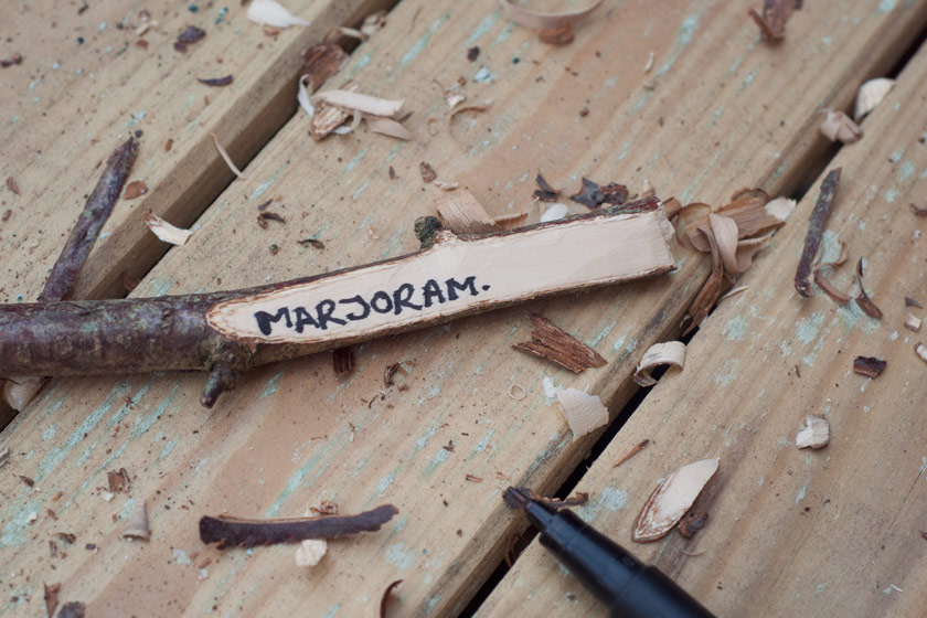 Writing on wooden marker
