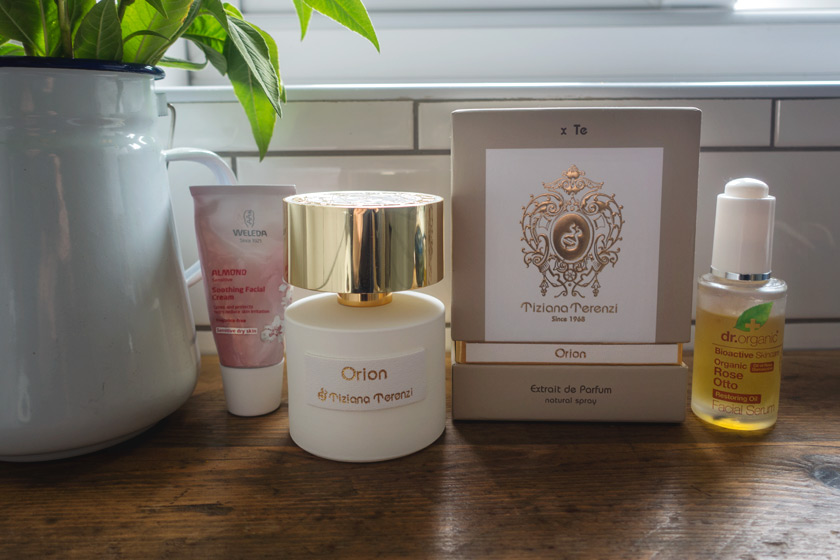 Perfume bottle on shelf