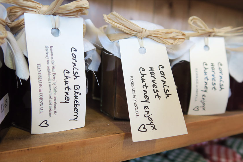 Jars of Cornish jam on shelf