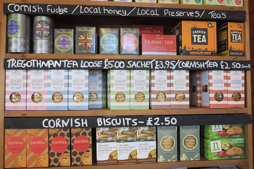 Cornish groceries on shelves