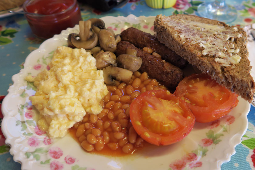 Cooked breakfast on plate