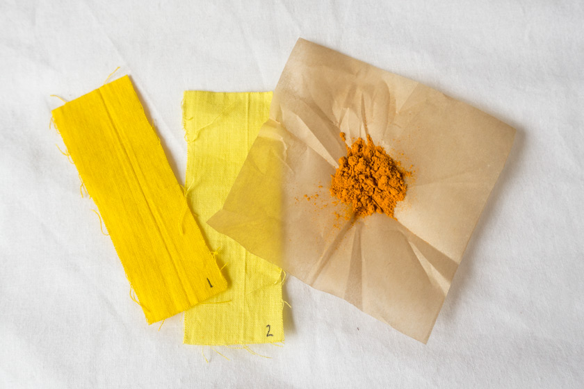 Turmeric yellow fabric swatches