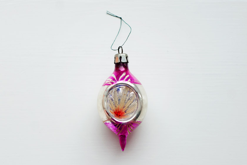 Pink and silver glass bauble
