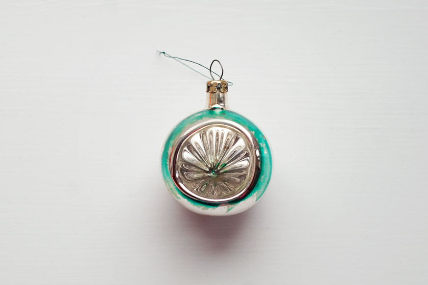 Green and silver glass bauble