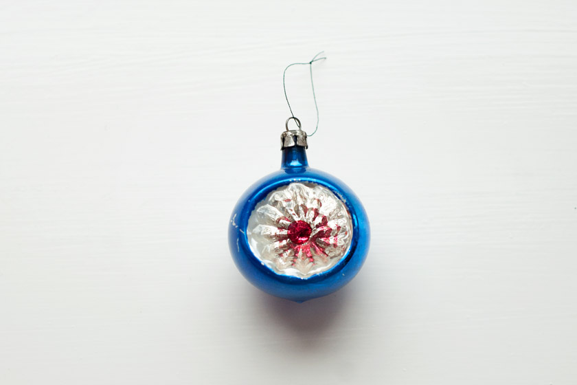 Electric blue glass bauble