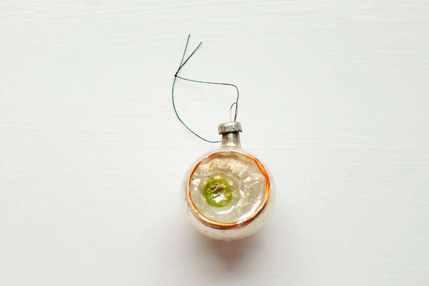 Silver and orange glass bauble
