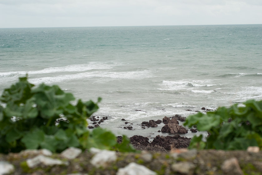 View of the ocean over wall