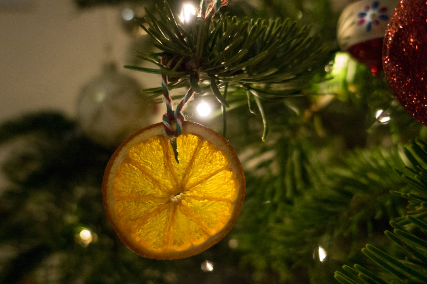 Orange slice on Christmas tree