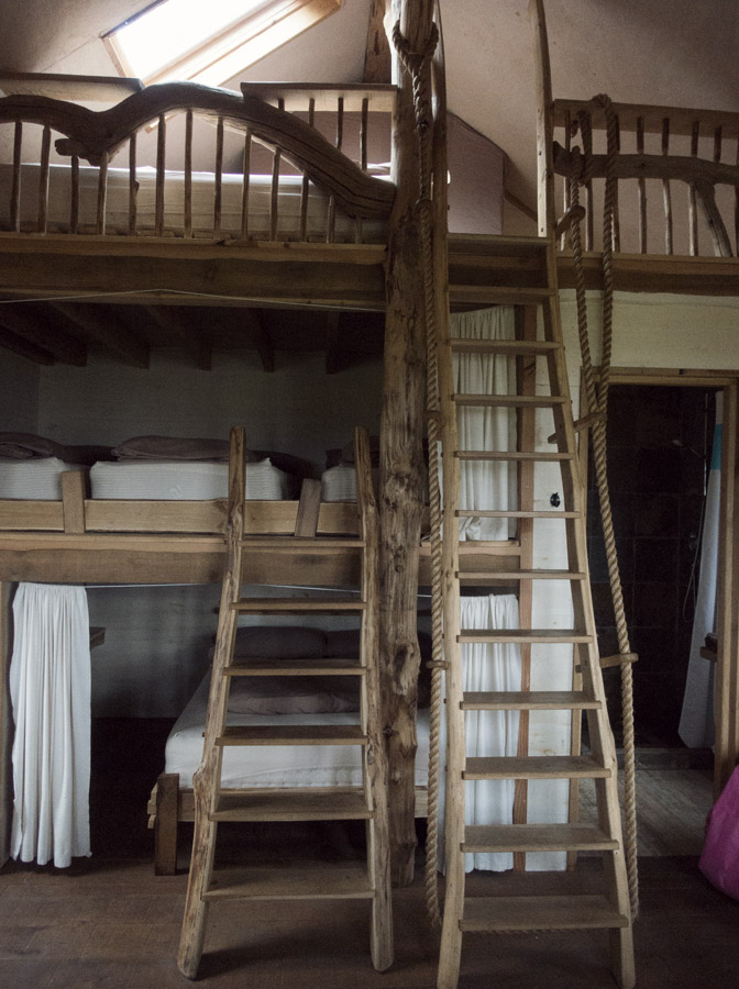 Beds in wood cabin