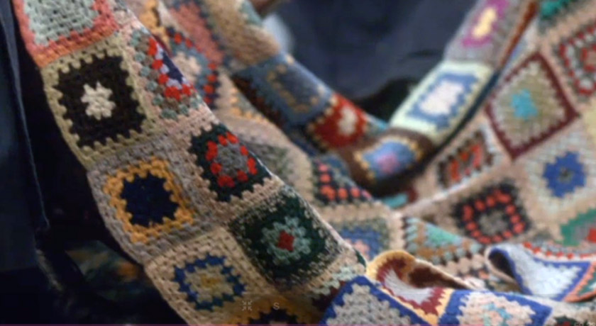 Crochet granny squares in Call the Midwife Closeup of granny square blanket in Call The Midwife