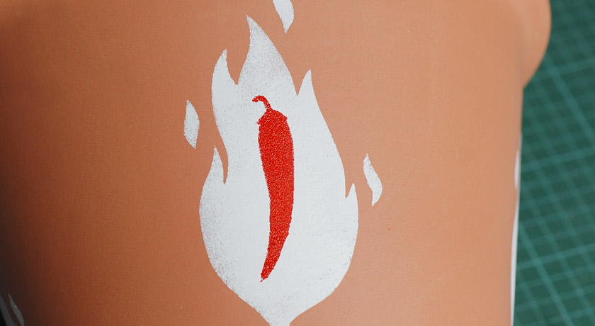 Red chilli on a white leaf / flame