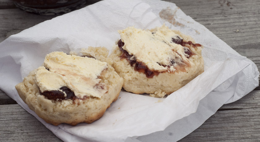 Scones with cream and jam