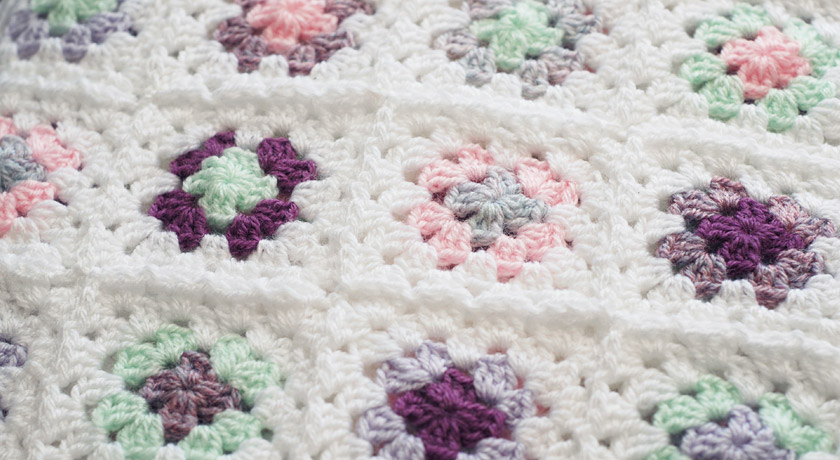 Pastel coloured crochet granny squares