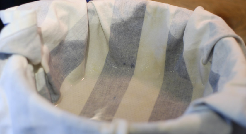 Tea towel in colander