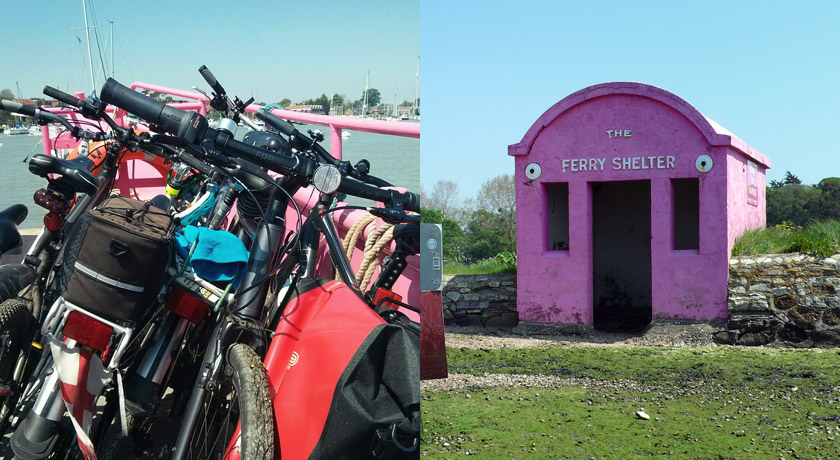 Pink Hamble ferry shelter