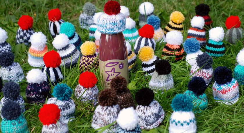 Knitted wooly hats for Innocent's Big Knit 2013