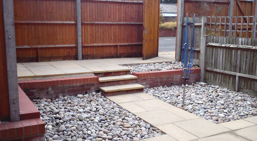 Stone and concrete back garden