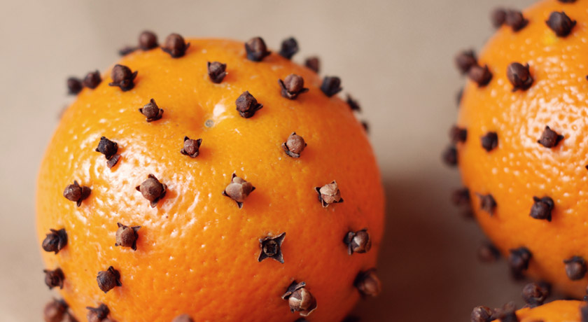 Clove studded orange pomanders