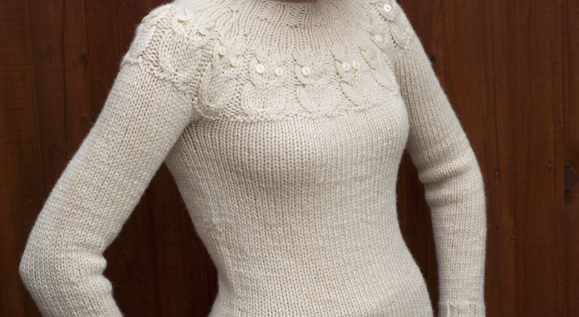 Cream Owls jumper - side