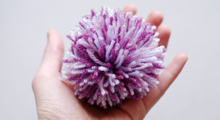 Purple wool pompom for Sense