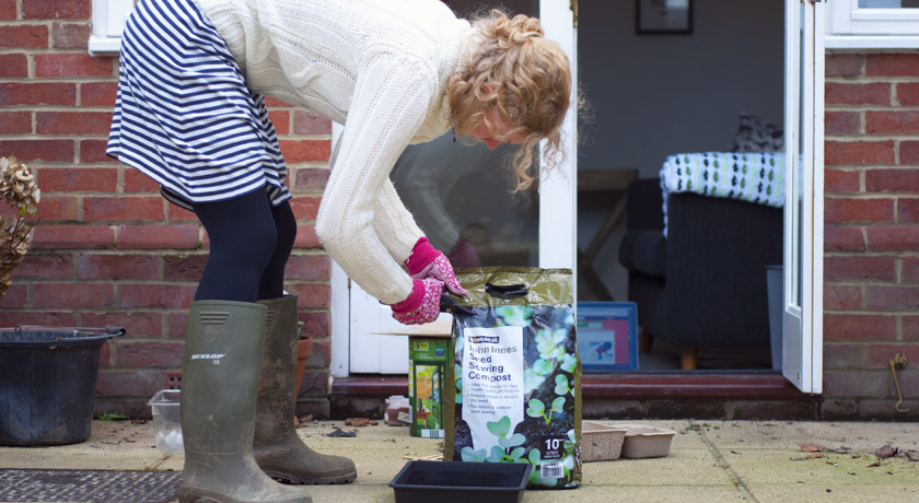 Sowing seeds in the garden