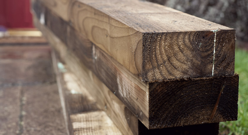 Pile of softwood sleepers