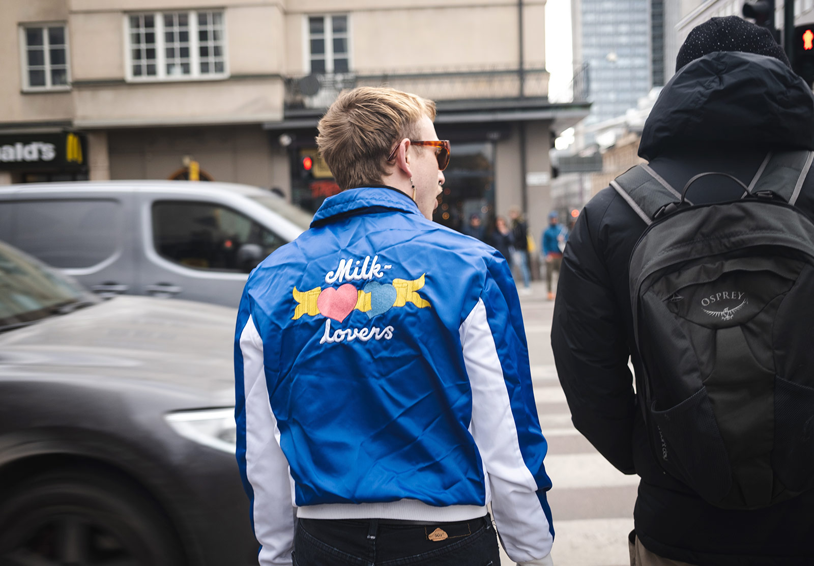 Man wearing blue jacket