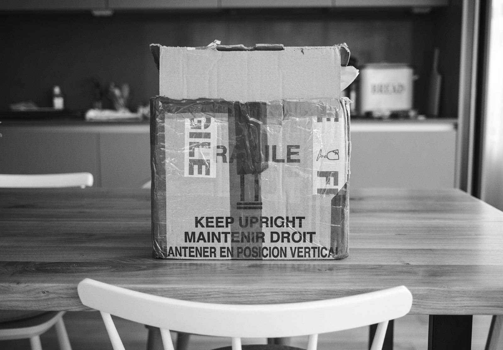 Box on table