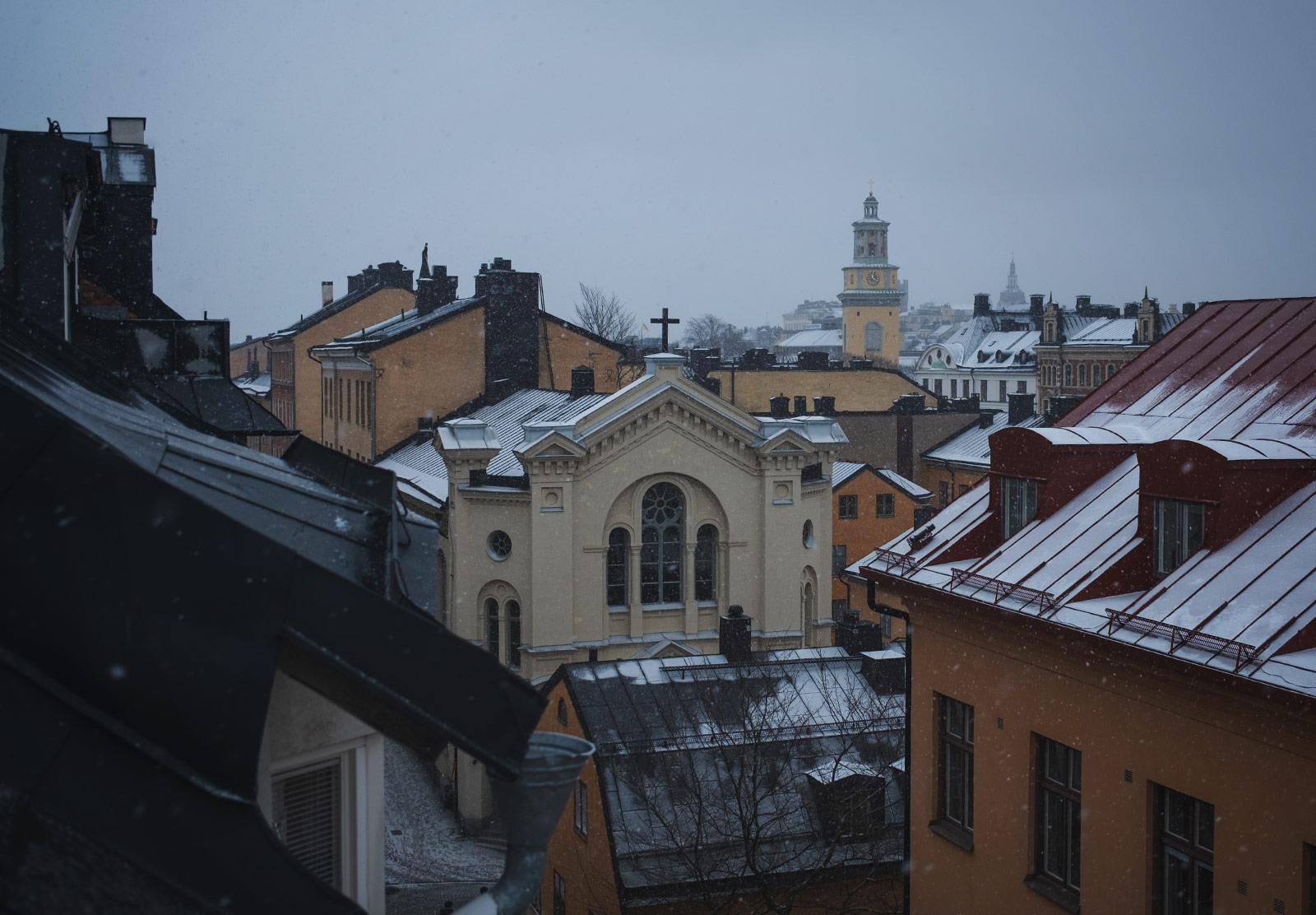Church with snowy rooftop