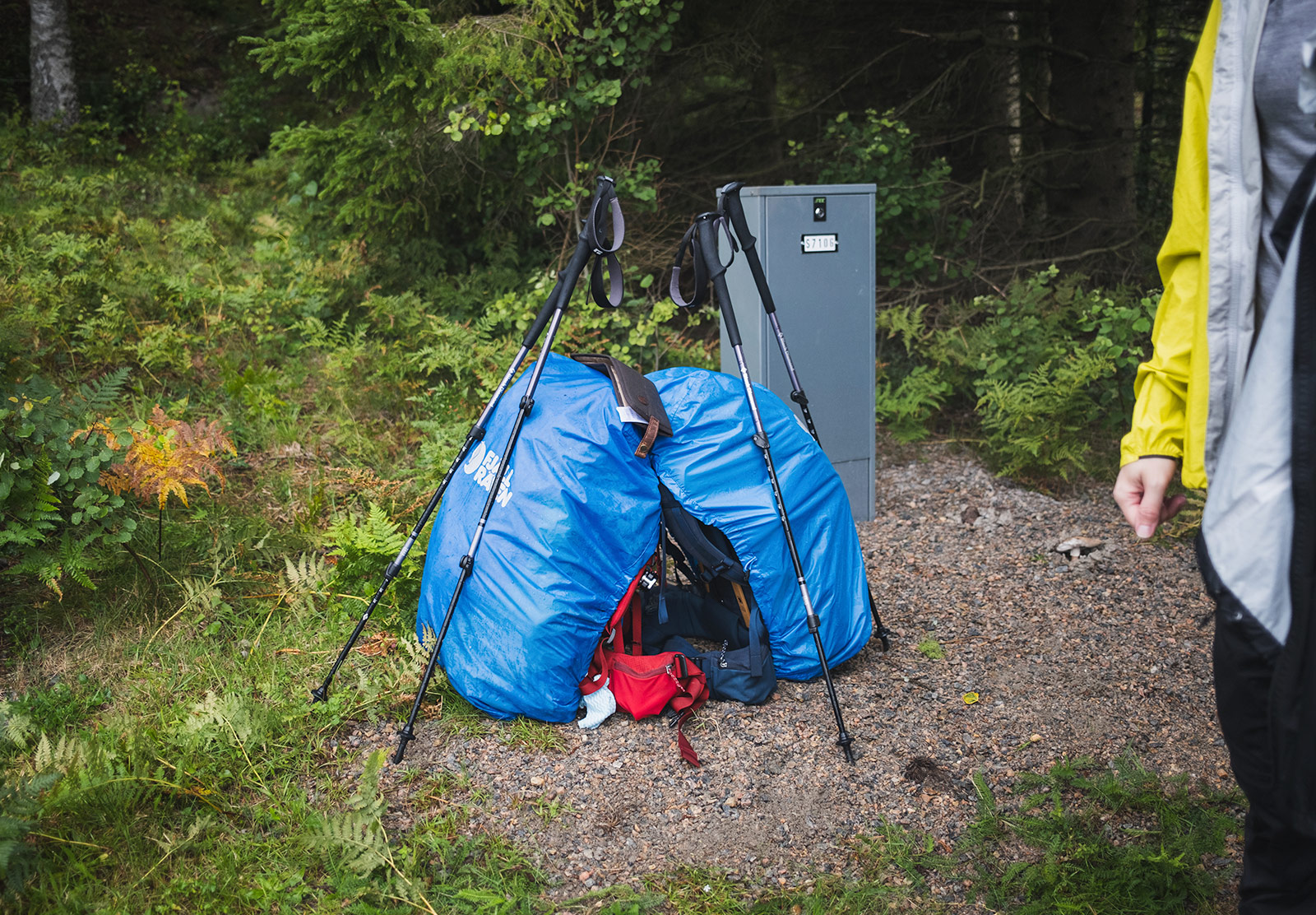 Bags with waterproof covers on