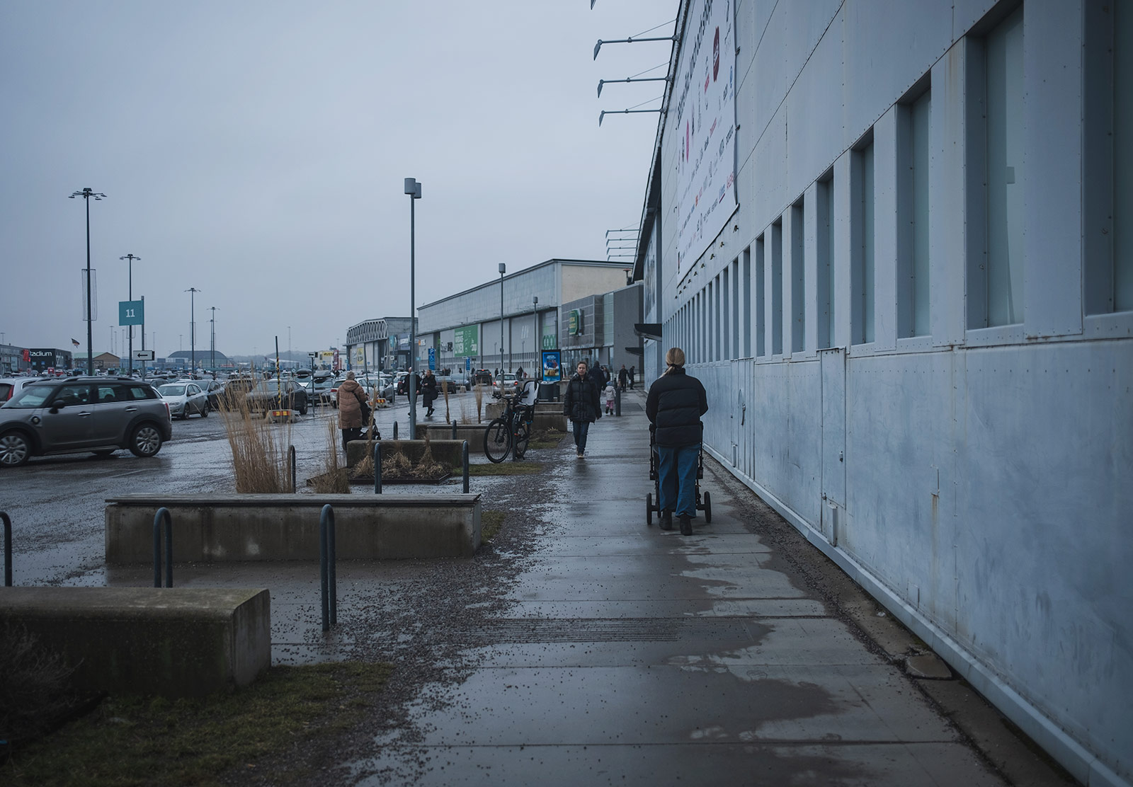 Grey concrete street in Winter