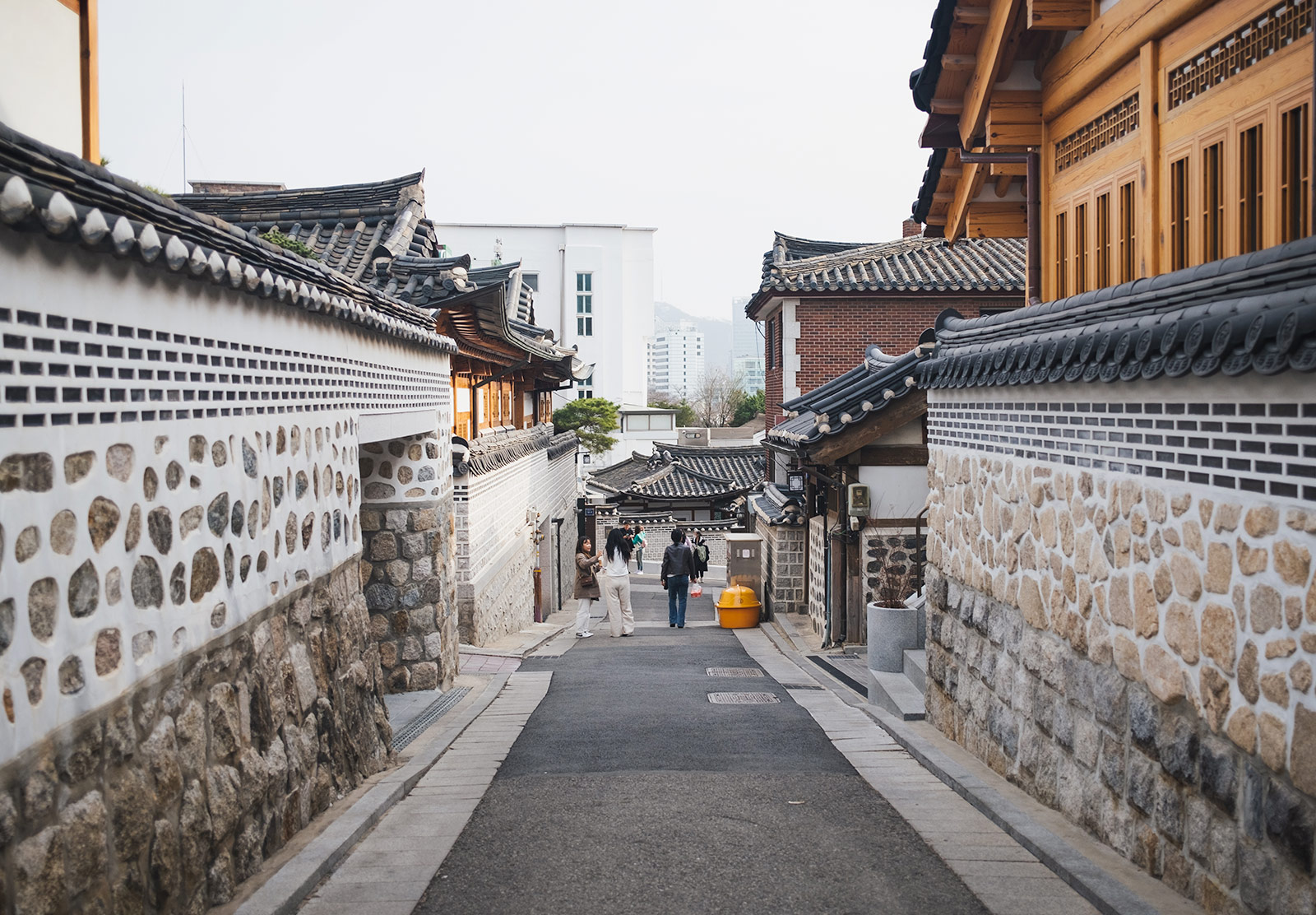 Cobbled walls either side of a street