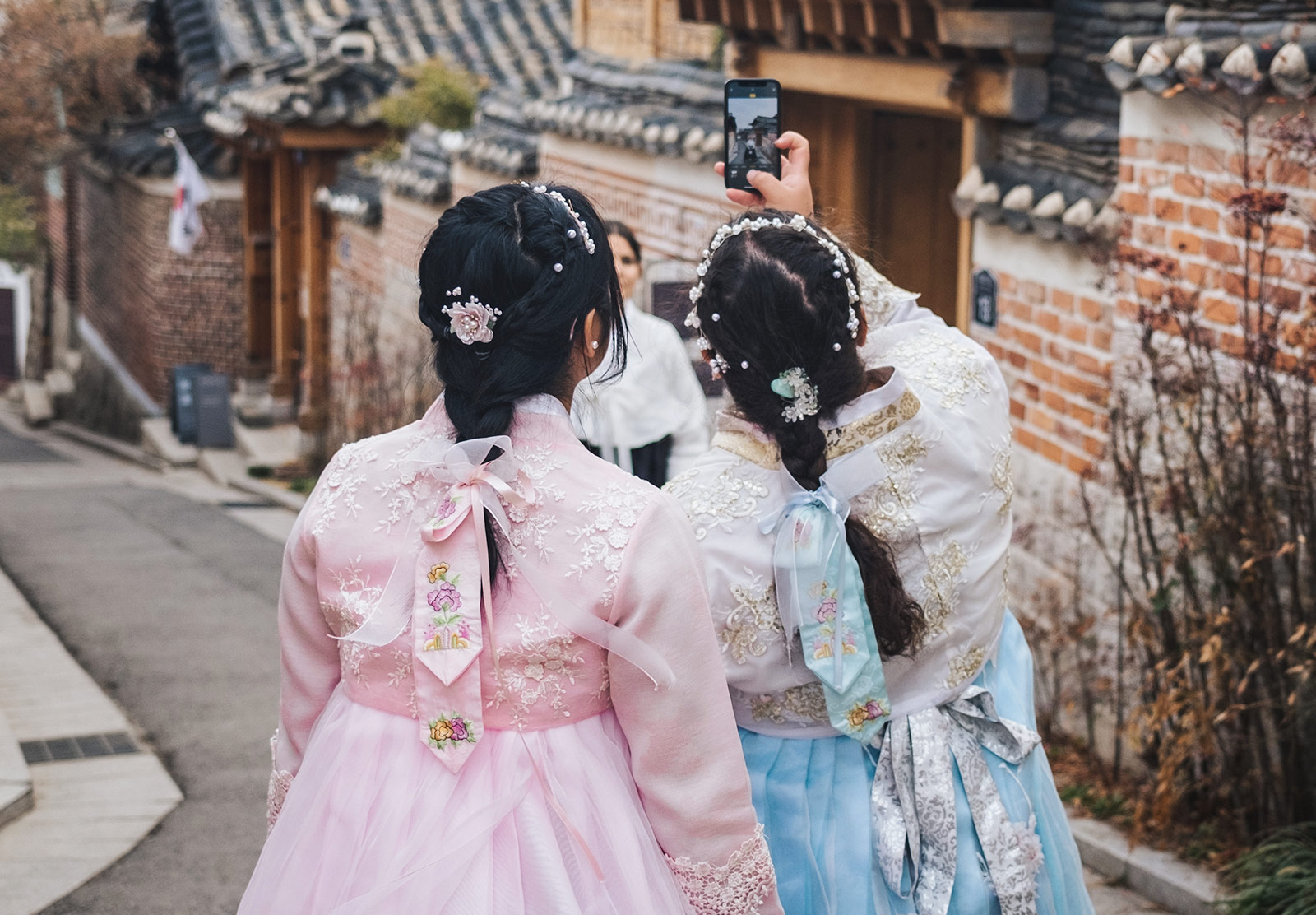 Woman with clips and ribbons in their hair