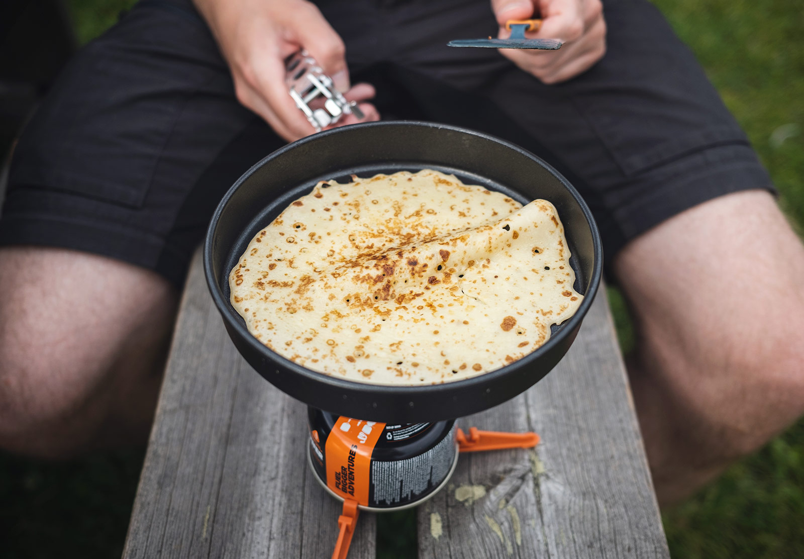 Pancakes on camping stove
