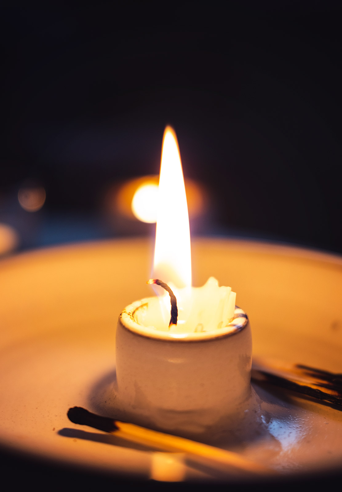 Orange glow from candle