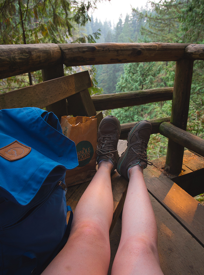 Legs up on a bench