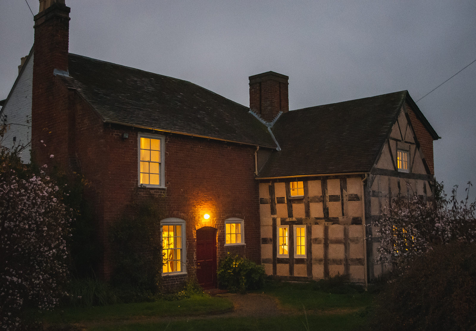 Farmhouse at night