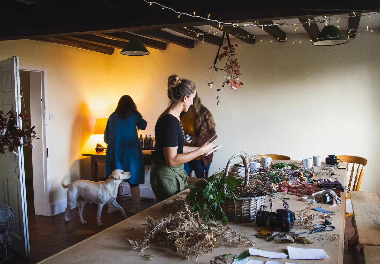 People in old cottage