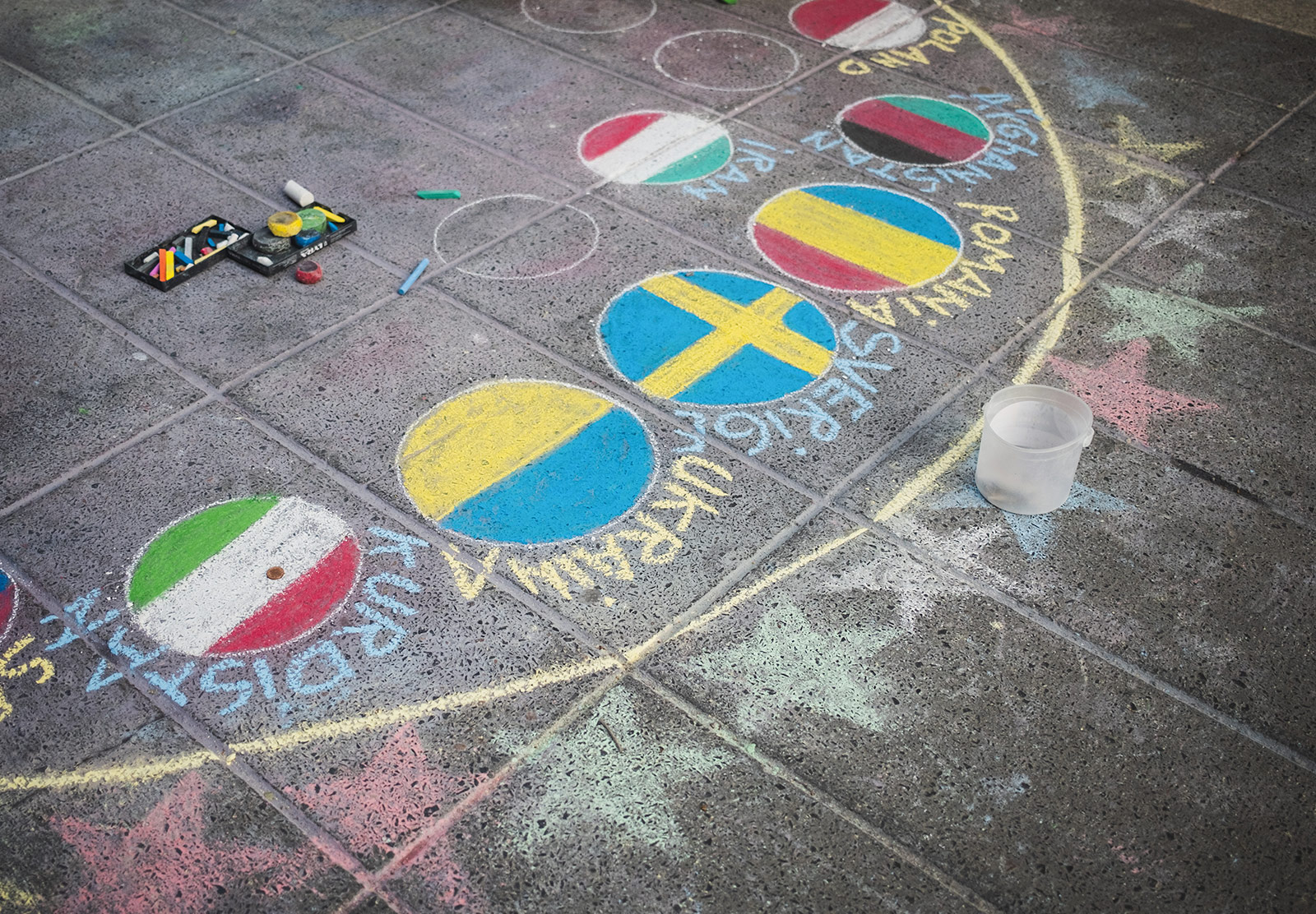 Chalk flag drawings