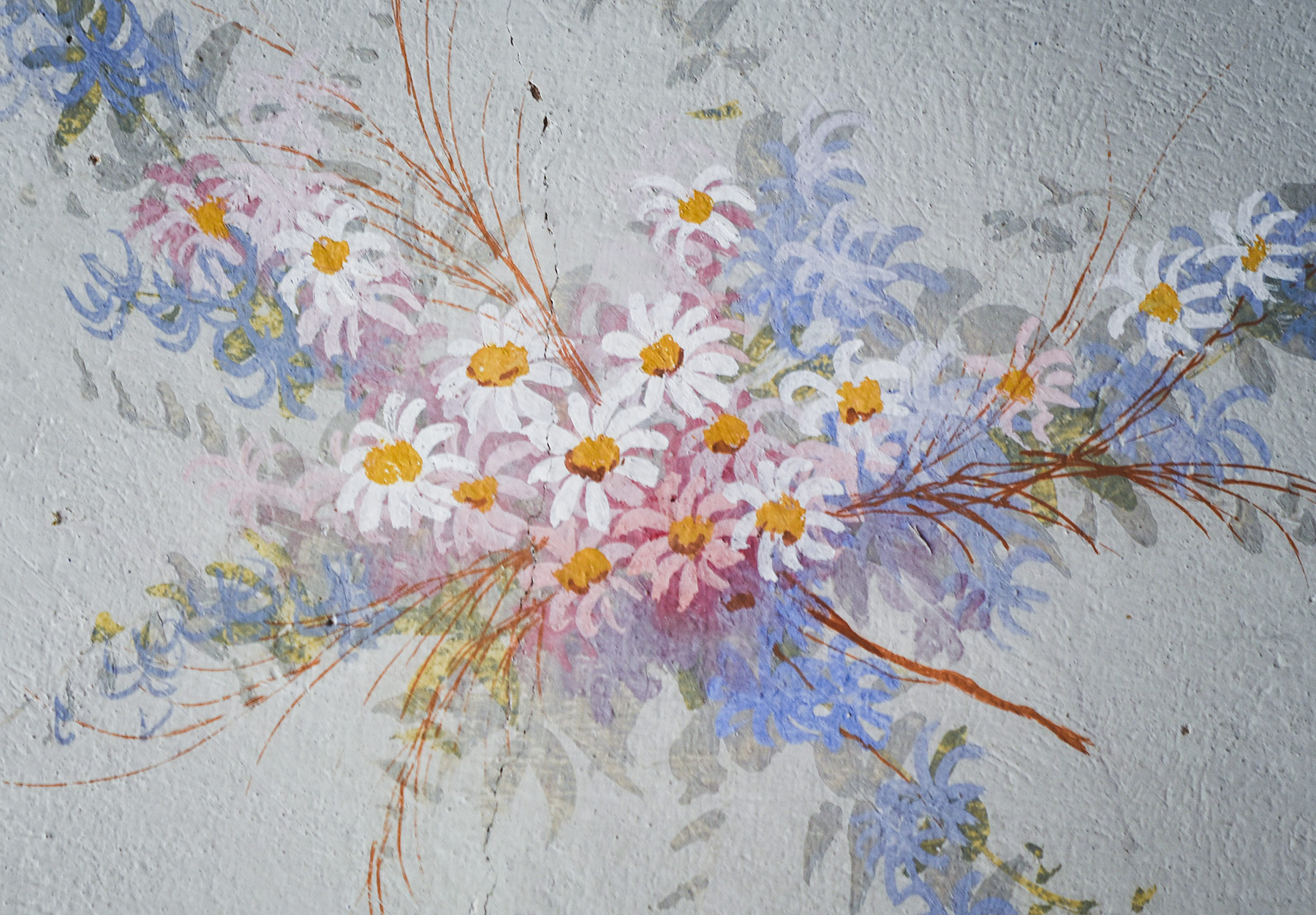 Painted floral mural