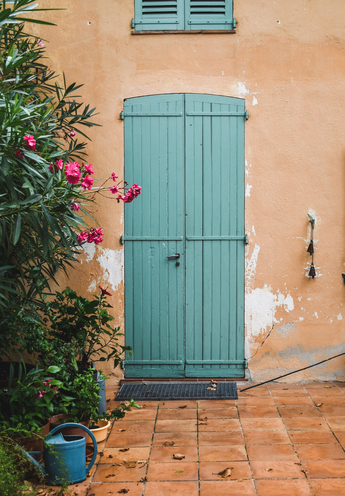 Green wooden door