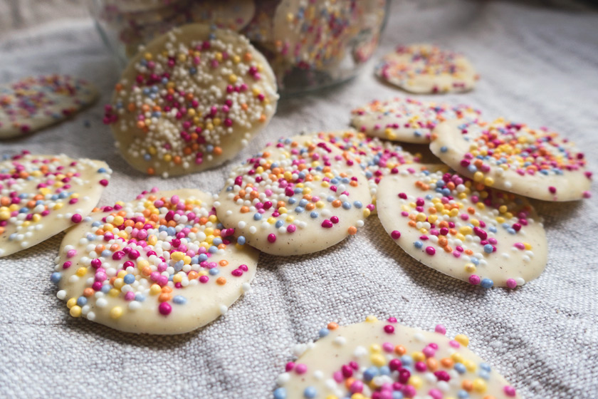 White chocolate with sprinkles