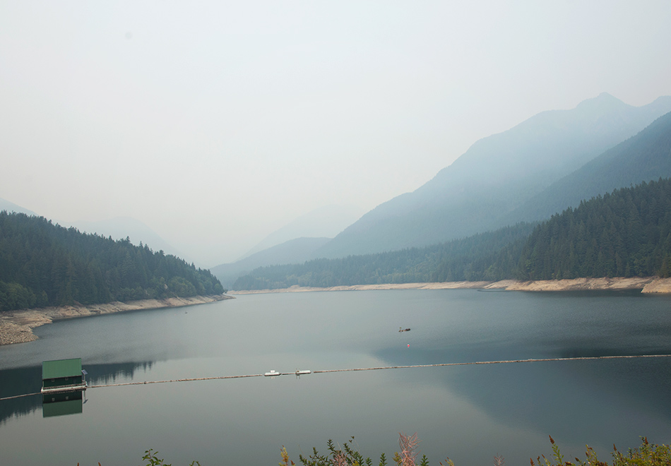 Misty view over lake