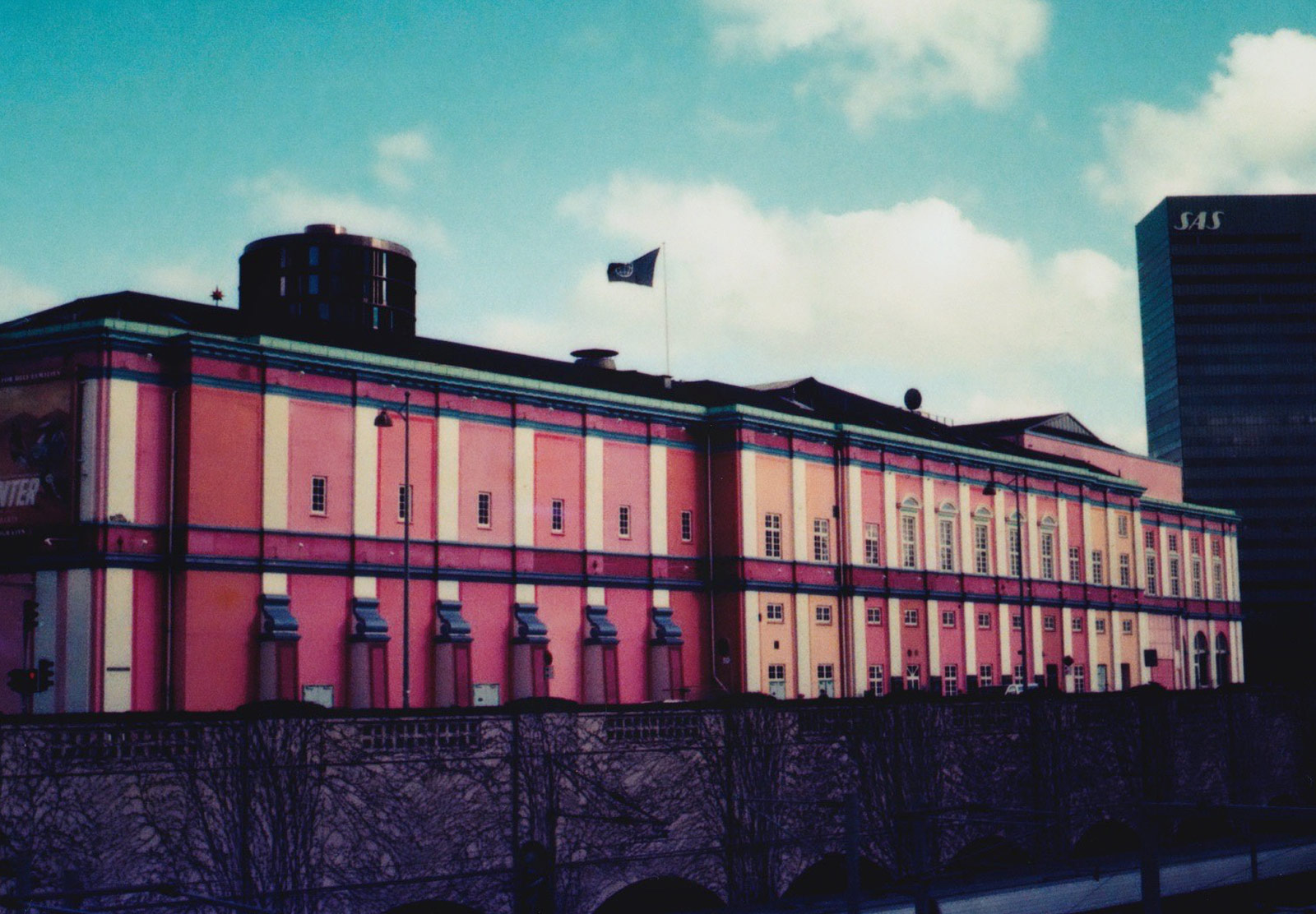 Pink painted building