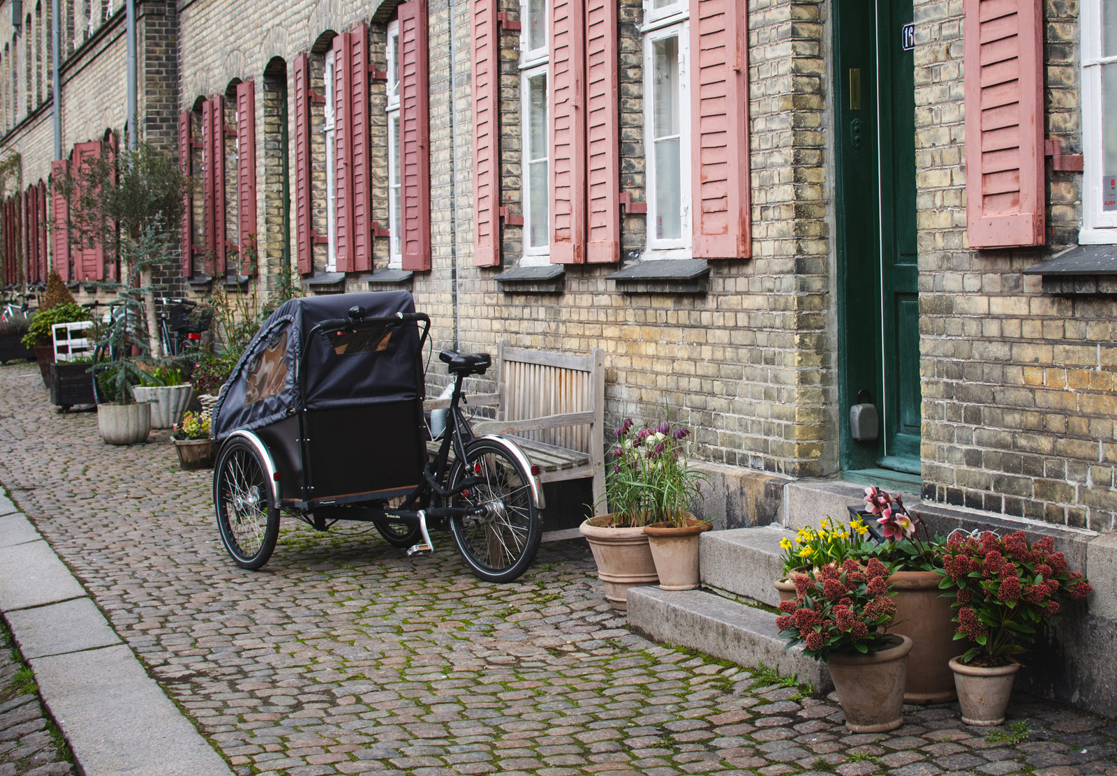 Cargo bike in cobbled street