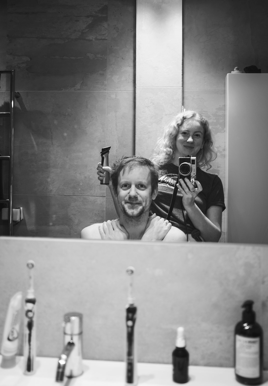 Hair clippers in hand