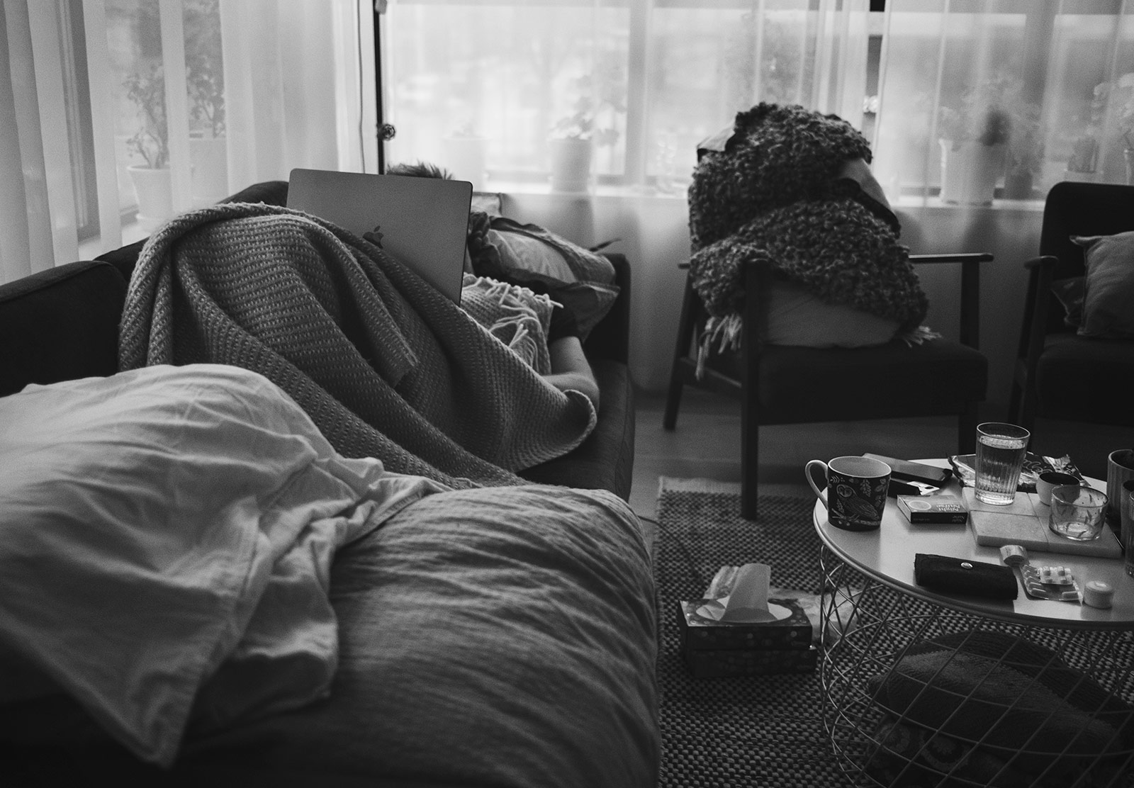 Man laying on sofa
