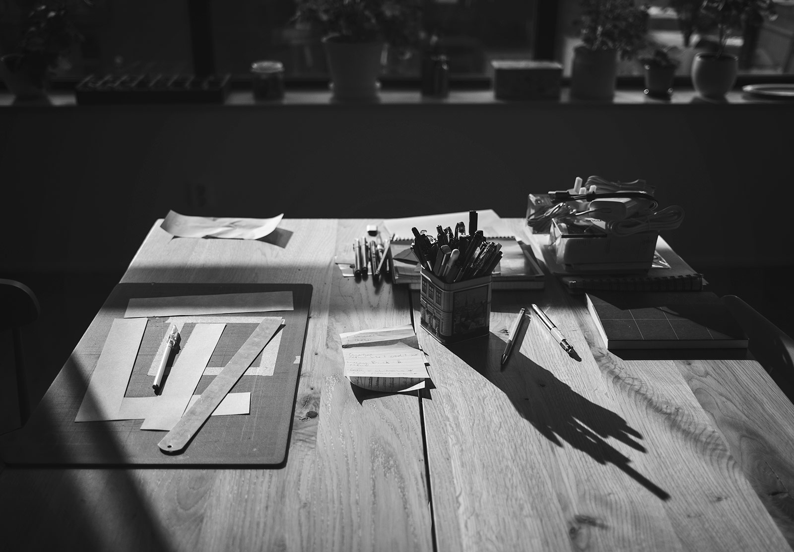 Sun shining on table