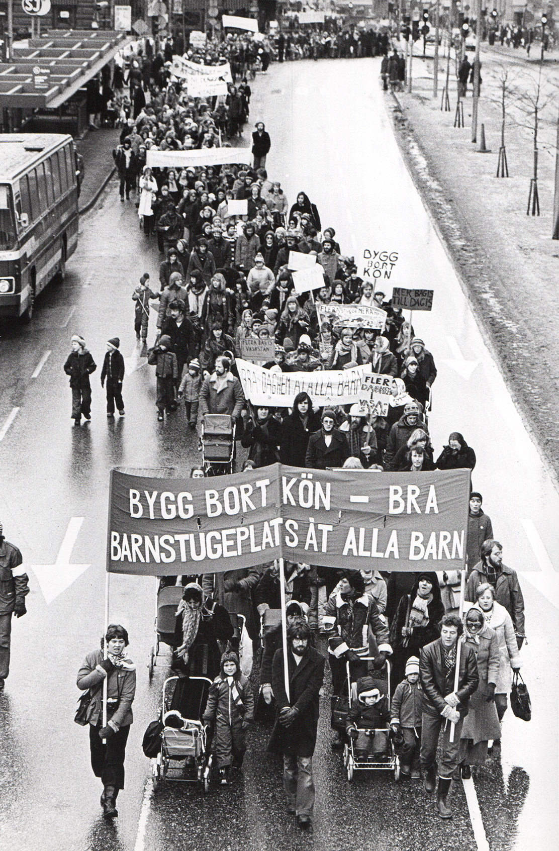 Line of people at a demonstration