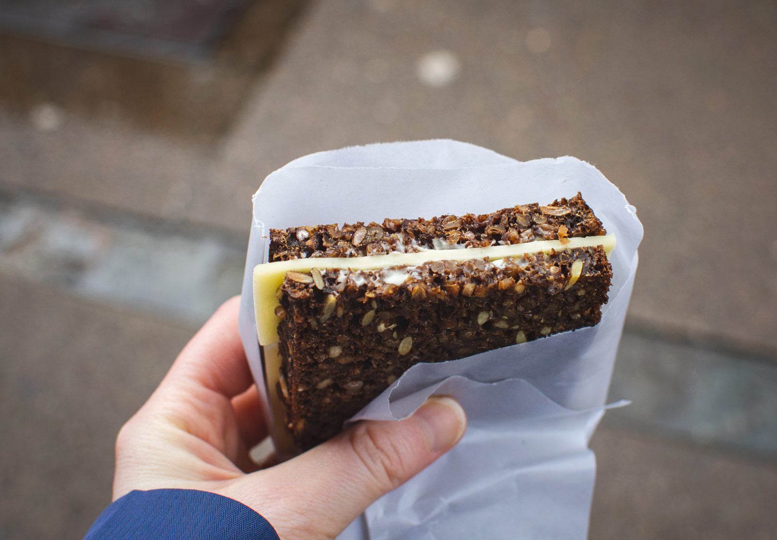 Dark bread with cheese